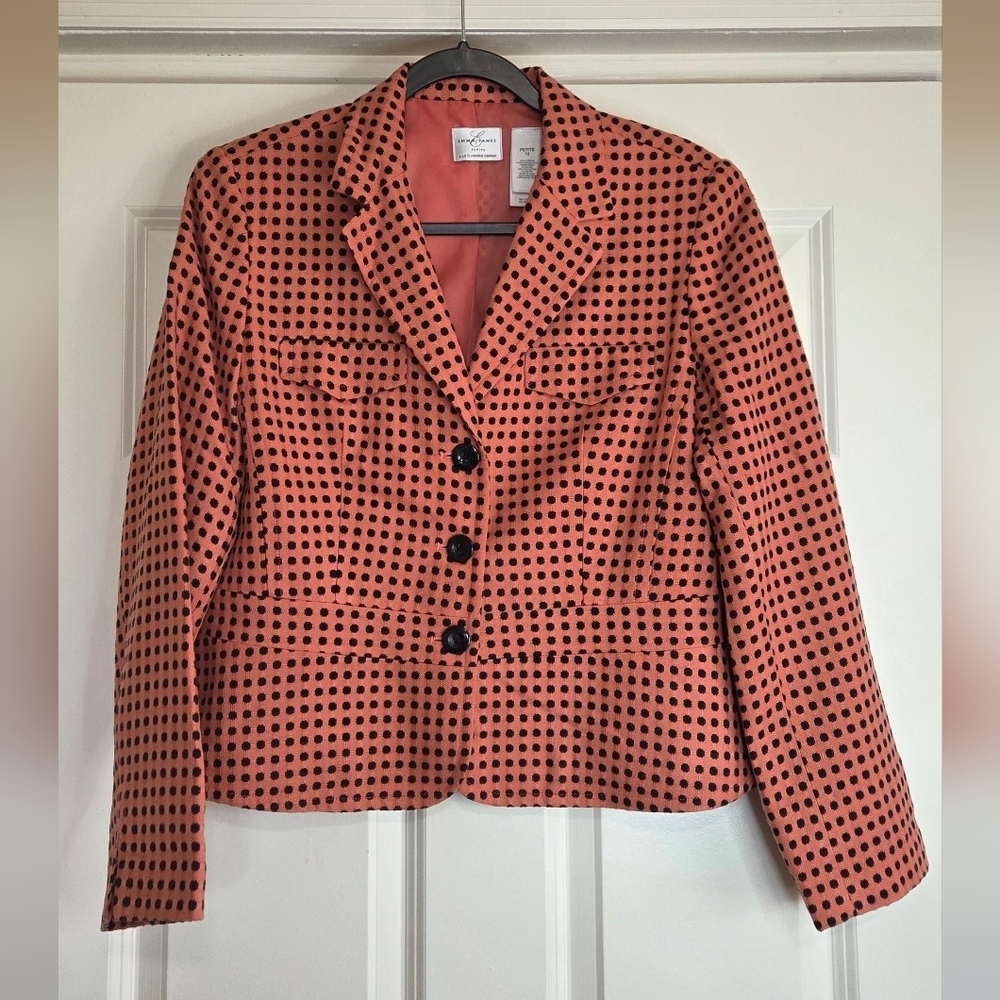 Vintage Emma James by Liz Claiborne Pink Polka Dot Blazer - Size 12P (Petite)